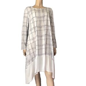 Zeagoo long sleeve midi dress black & white size:M